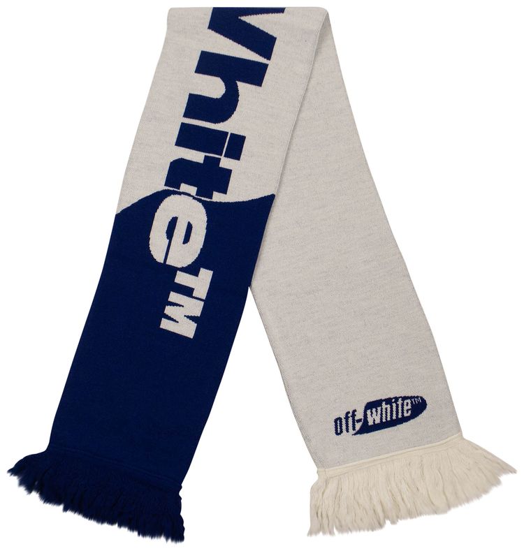 Off White Logo Knit Scarf White