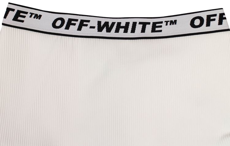 Off White One Shoulder Logo Bikini White