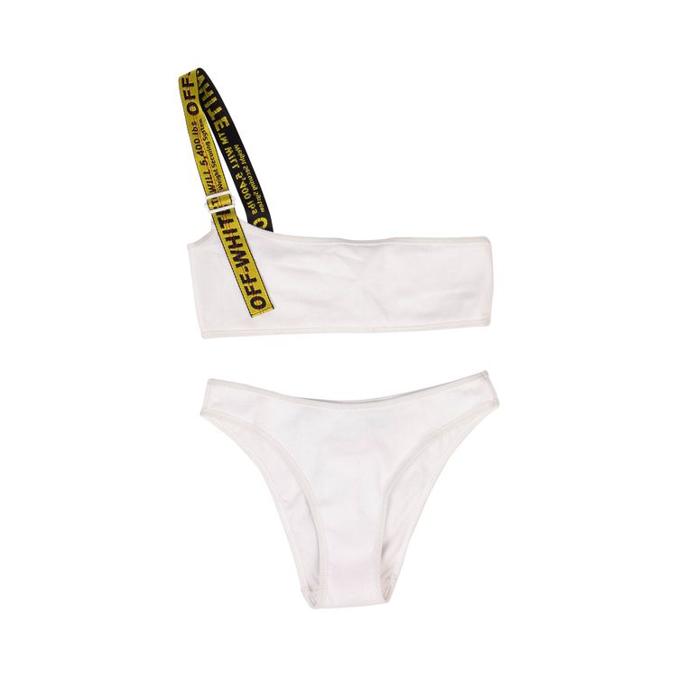 Off White Logo Industrial Tape Bikini White