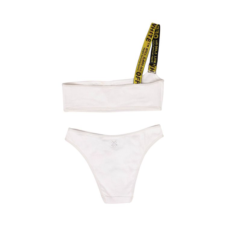 Off White Logo Industrial Tape Bikini White