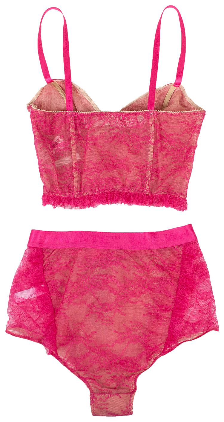 Off White Logo Lingerie Set Fuchsia