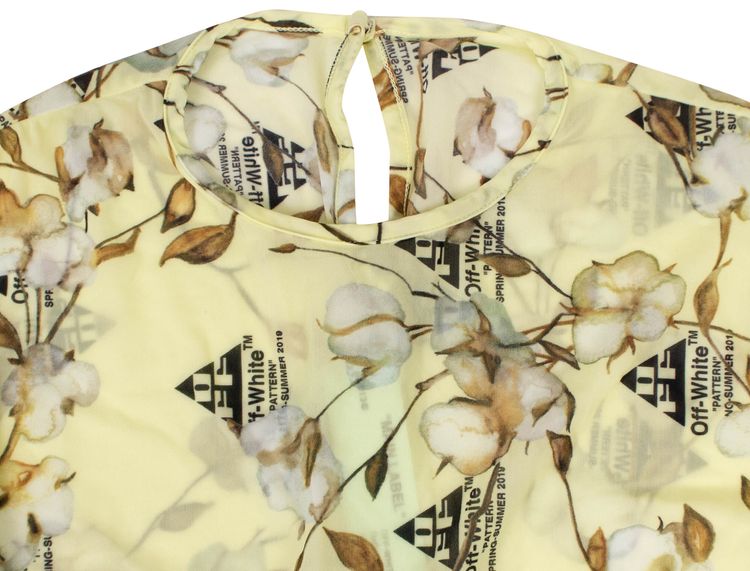 Off White Floral Logo Bodysuit Yellow