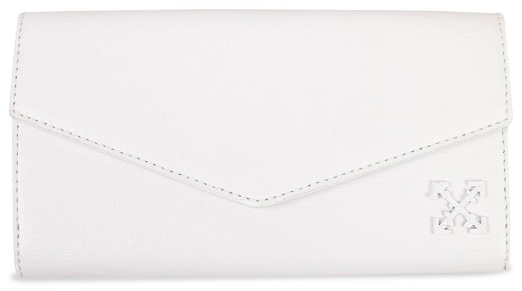 Off White Leather Logo Long Wallet White