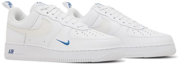 Nike Air Force 1 07 LV8 Reflective Swoosh   White Dark Marina Blue