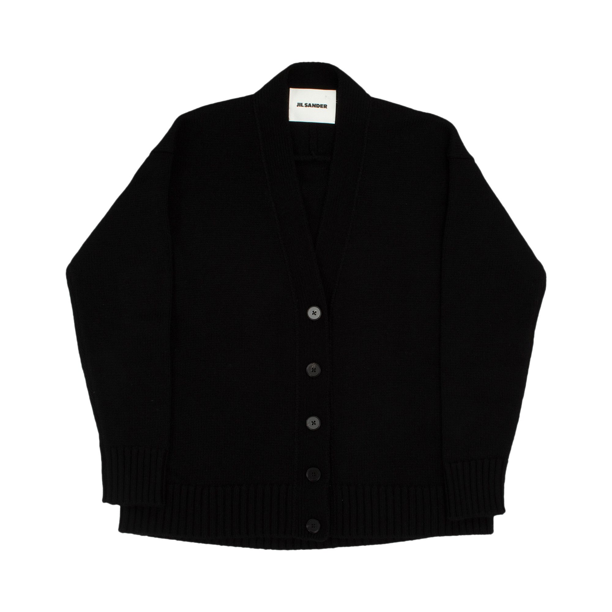 Buy Jil Sander Classic Chunky Cashmere Blend Cardigan 'Black Buy Jil Sander Classic Chunky Cashmere Blend Cardigan 'Black