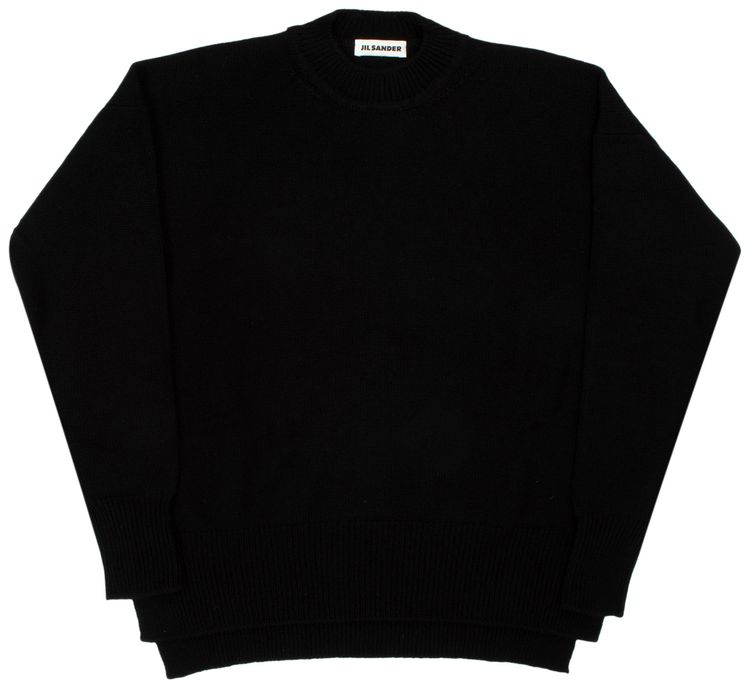 Jil Sander Cashmere Boyfriend Fit Long Sleeve Jumper With Side Slits Black