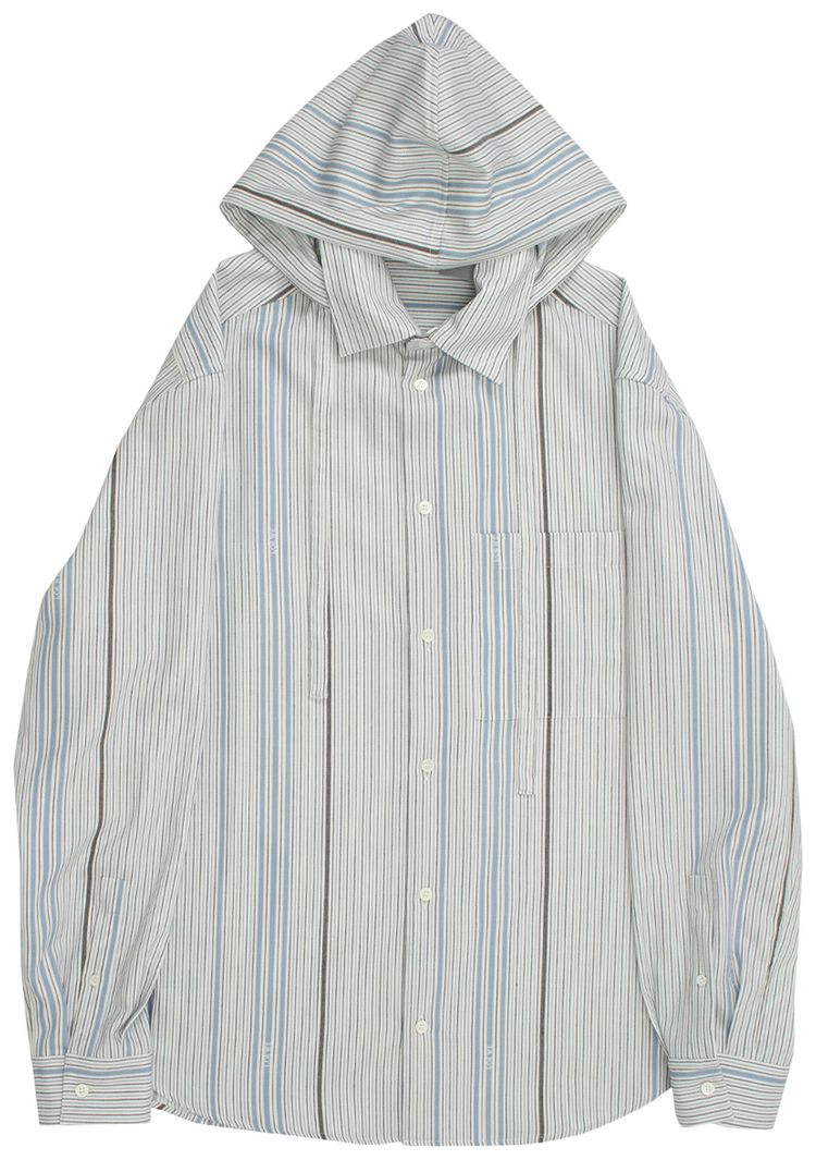 Loewe Jacquard Hooded Shirt WhiteLight Blue