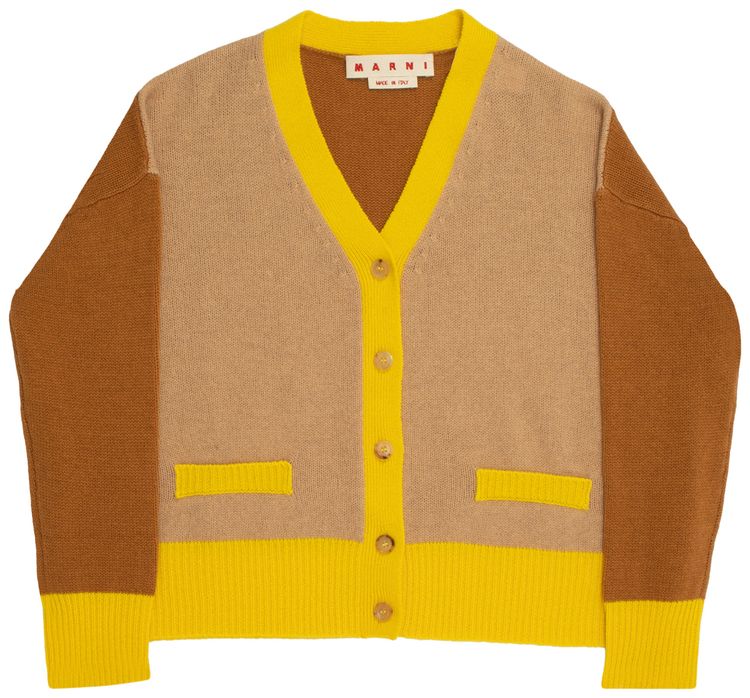 Marni Color Blocked Cardigan Sesame