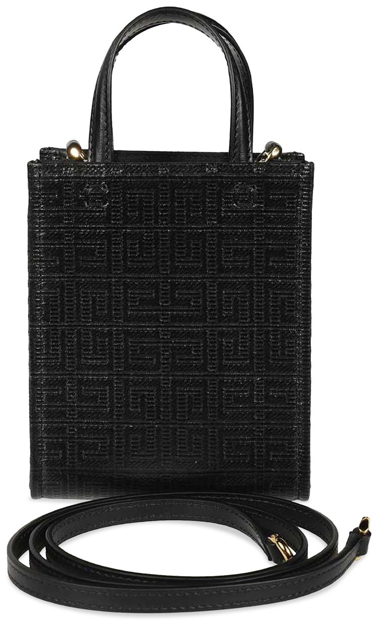 Givenchy Mini G Tote Vertical Shopping Bag In 4G Coated Canvas Black