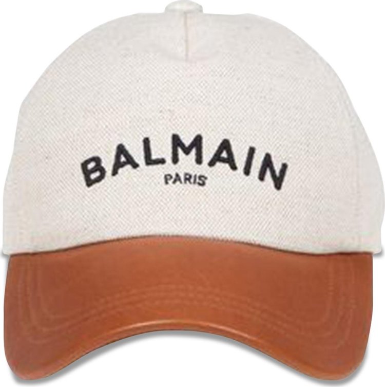 Balmain Logo Cotton Cap 'Natural/Black'