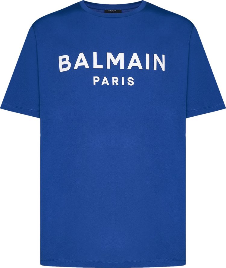 Balmain Straight Fit Printed T-Shirt 'Blue'