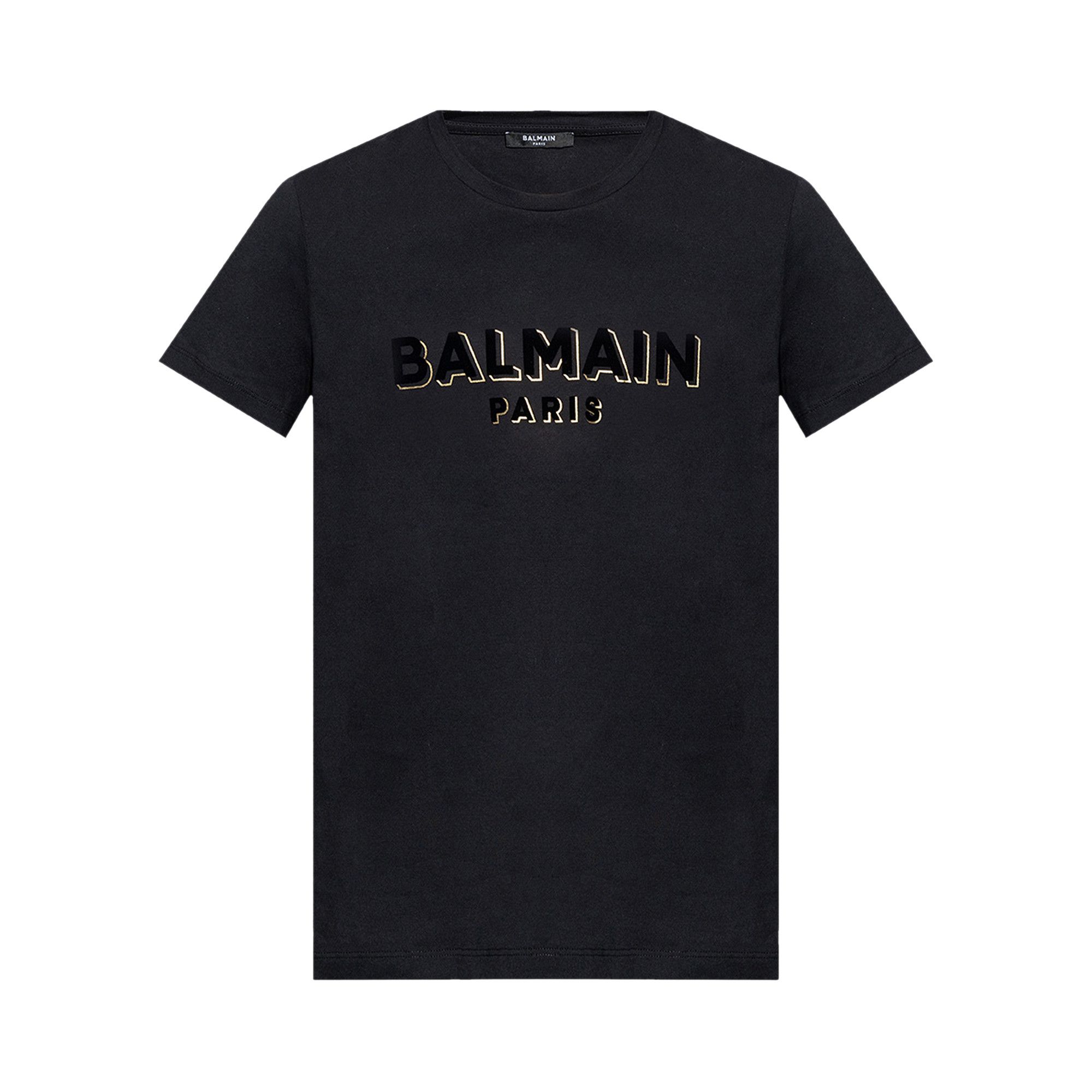 BALMAIN クロップドTシャツ 黒 Buy Balmain Flock And Foil T-Shirt 'Black/Silver
