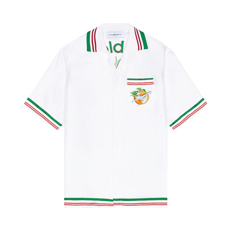 Casablanca Knitted Collar Short Sleeve Shirt White