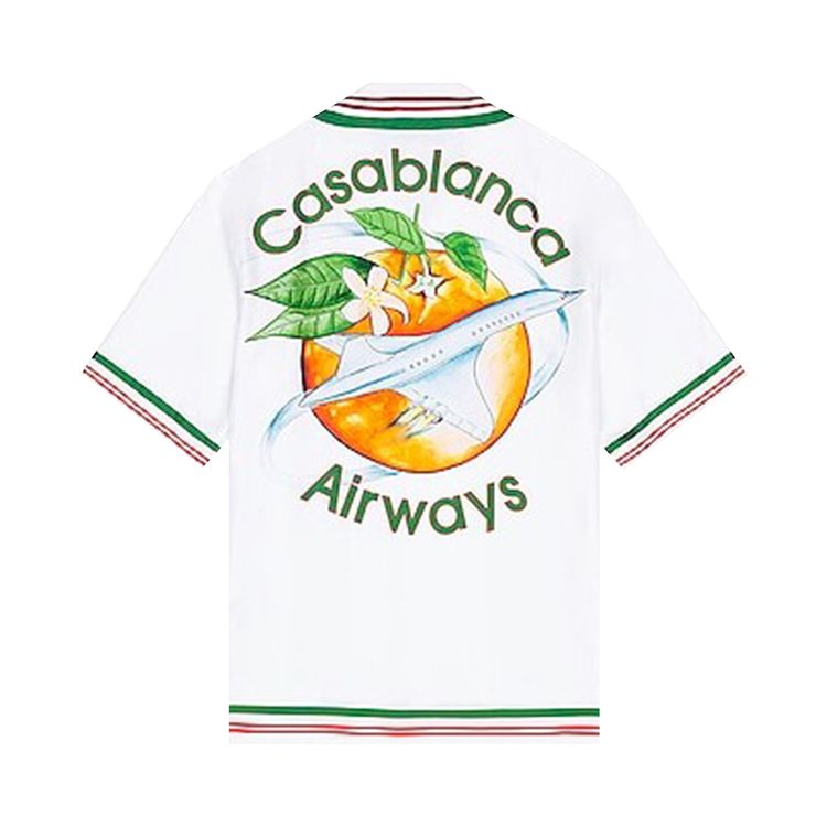 Casablanca Knitted Collar Short Sleeve Shirt White