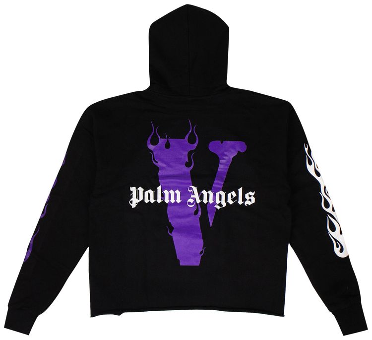 Vlone x Palm Angels Logo Hooded Sweatshirt BlackPurple