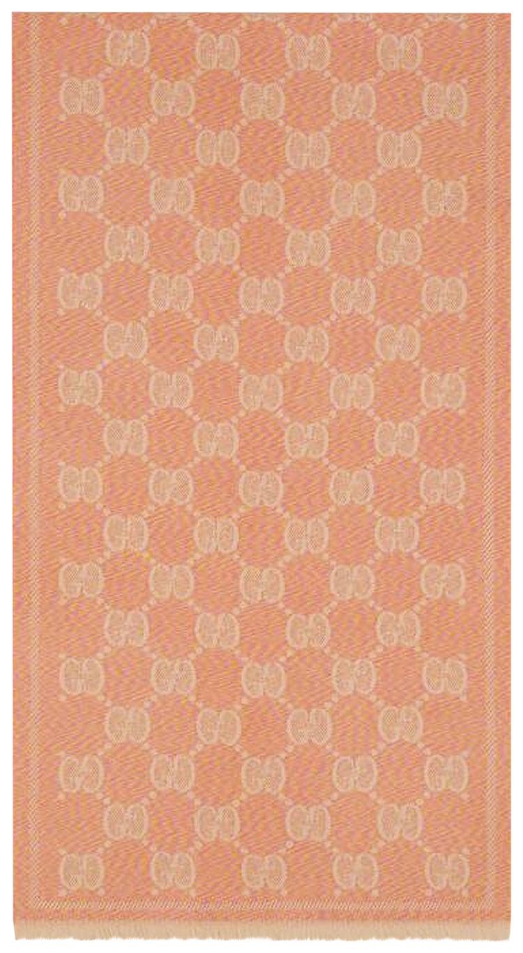 Gucci GG Jacquard Wool Scarf PinkBeige