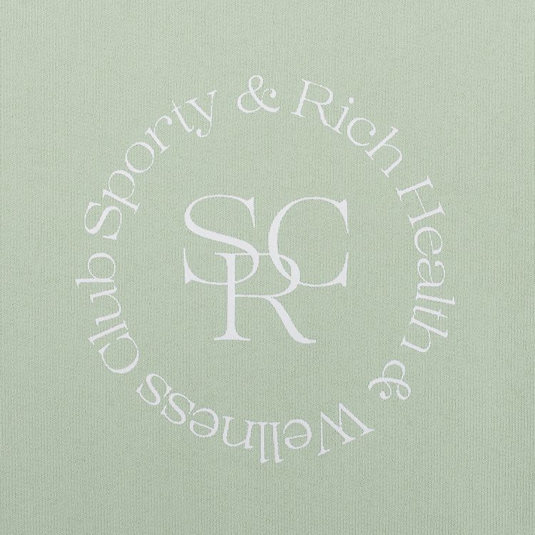 Sporty  Rich SRHWC Crewneck Mint CreamWhite Print