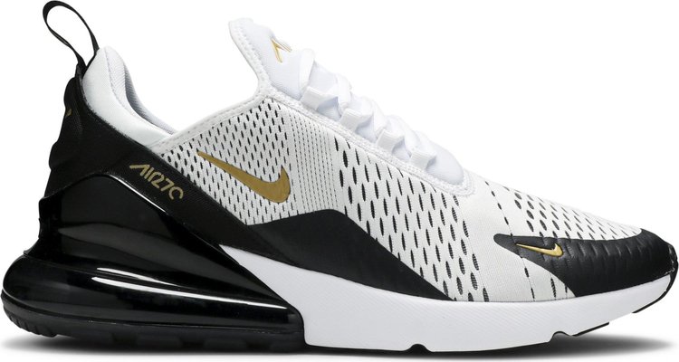 Nike Air Max 270 Grade School Running Shoes (White/Gold)