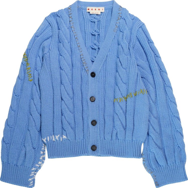 Marni Cable Knit Cardigan 'Iris Blue'