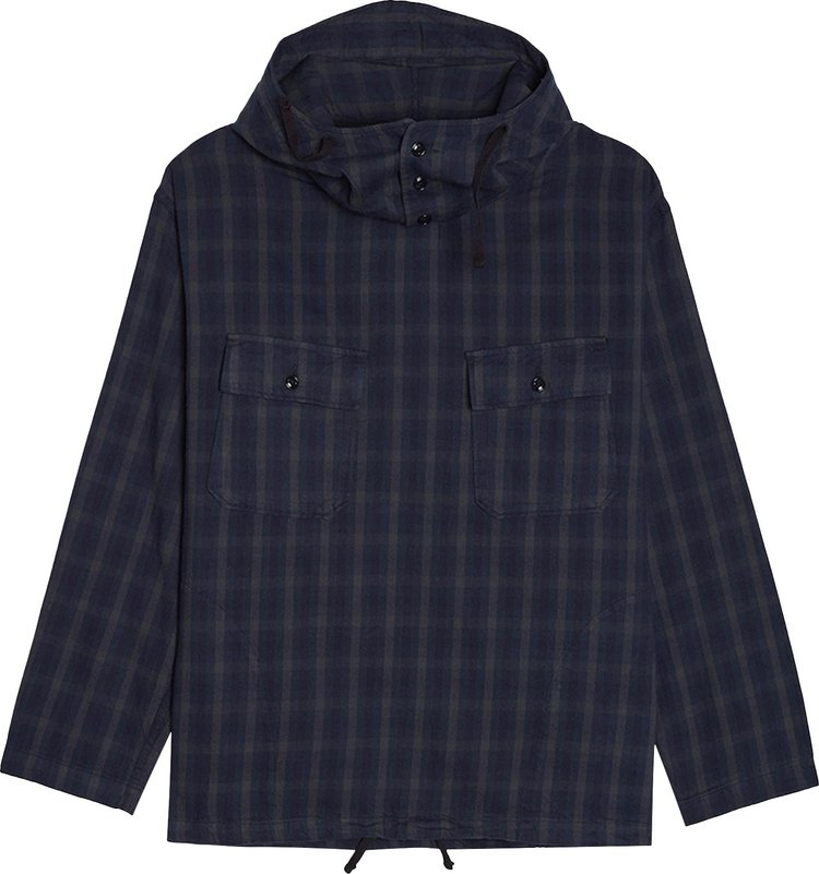 Engineered Garments Cotton Flannel Plaid Cagoule Shirt 'Navy'