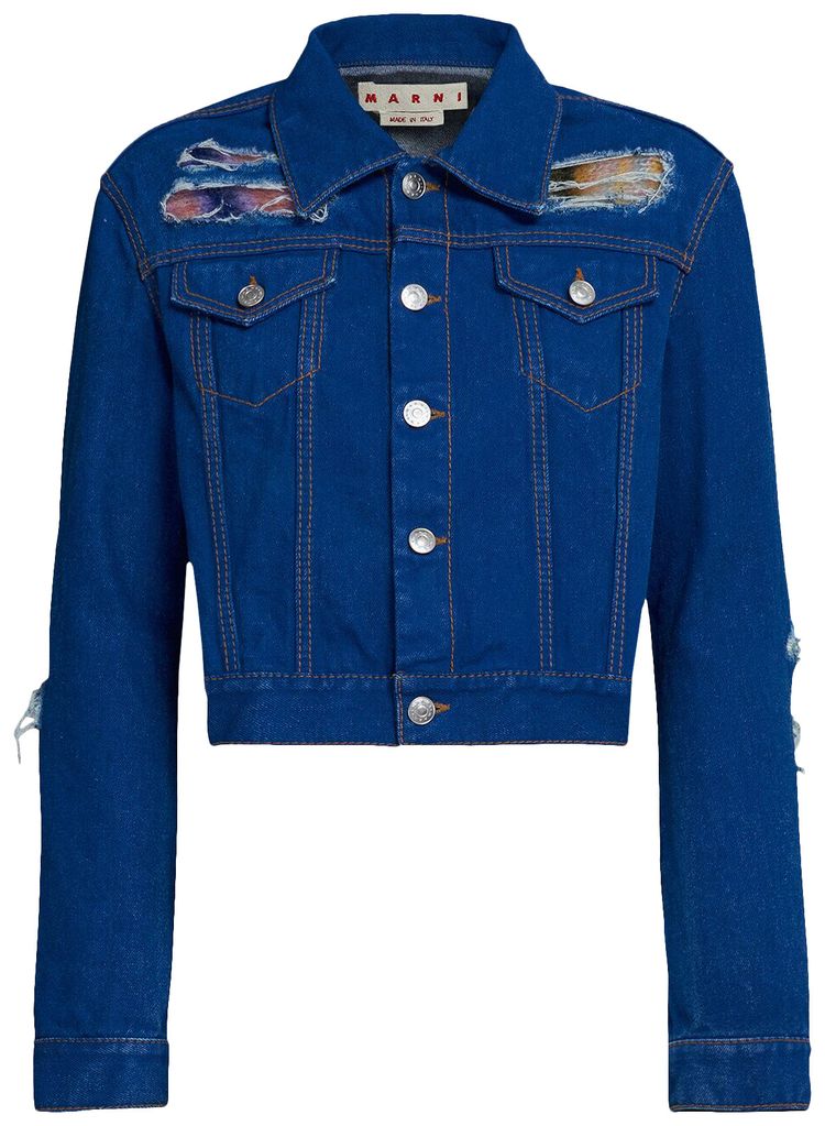 Marni Cropped Mohair Denim Jacket Illusion Blue