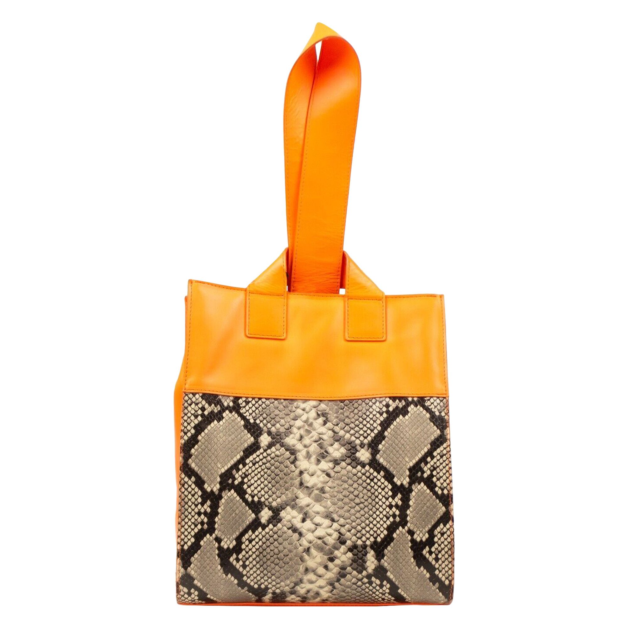 Buy Junya Watanabe Leather Snakeskin Tote Bag 'Neon Orange