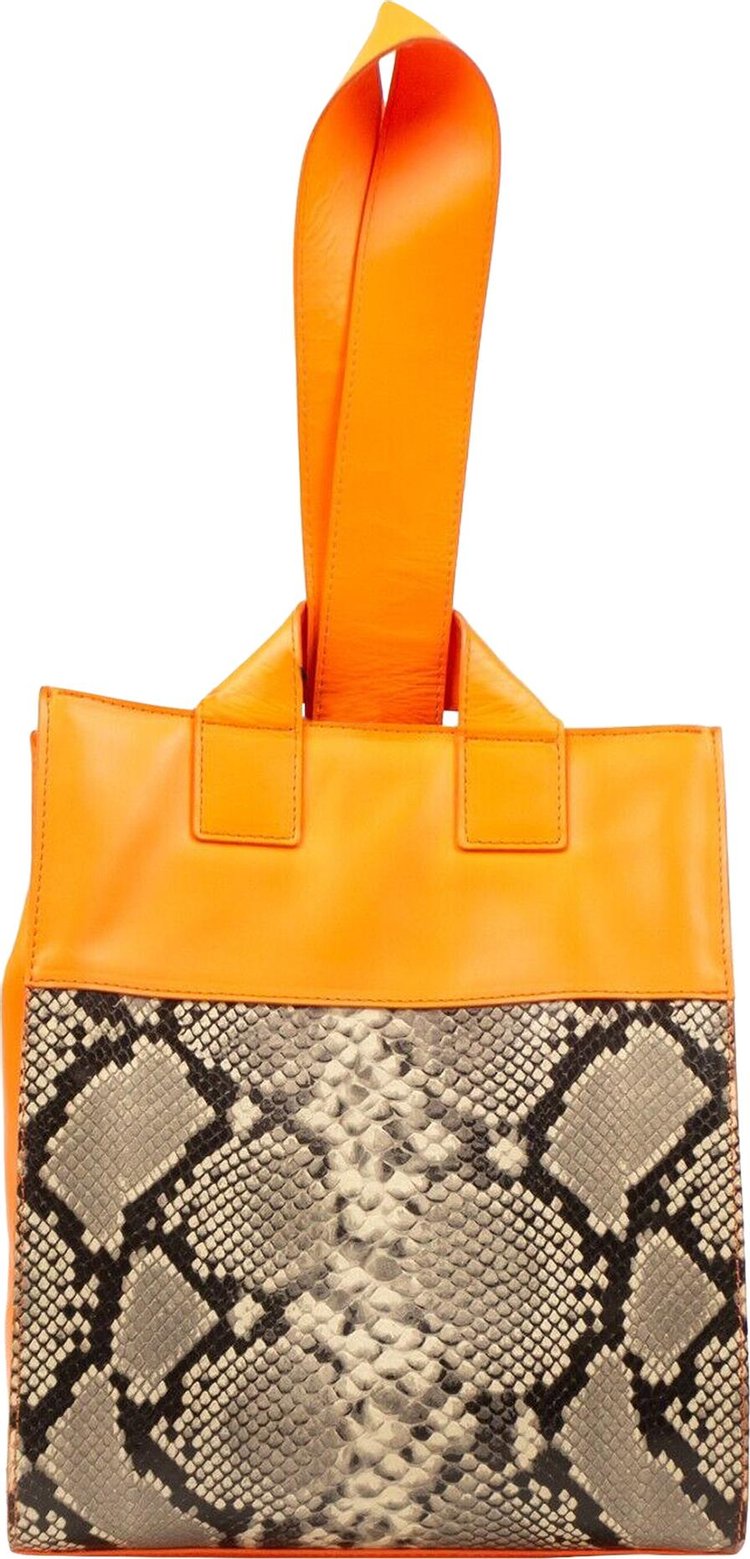 Junya Watanabe Leather Snakeskin Tote Bag Neon Orange