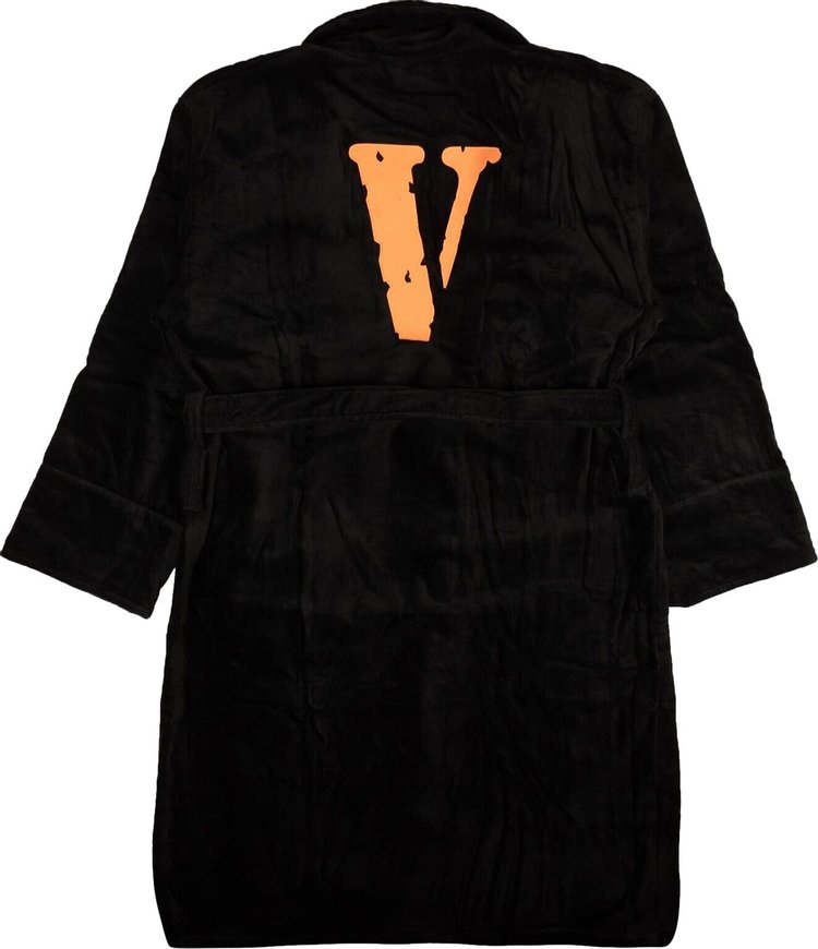 Vlone Logo Terry Bathrobe Black