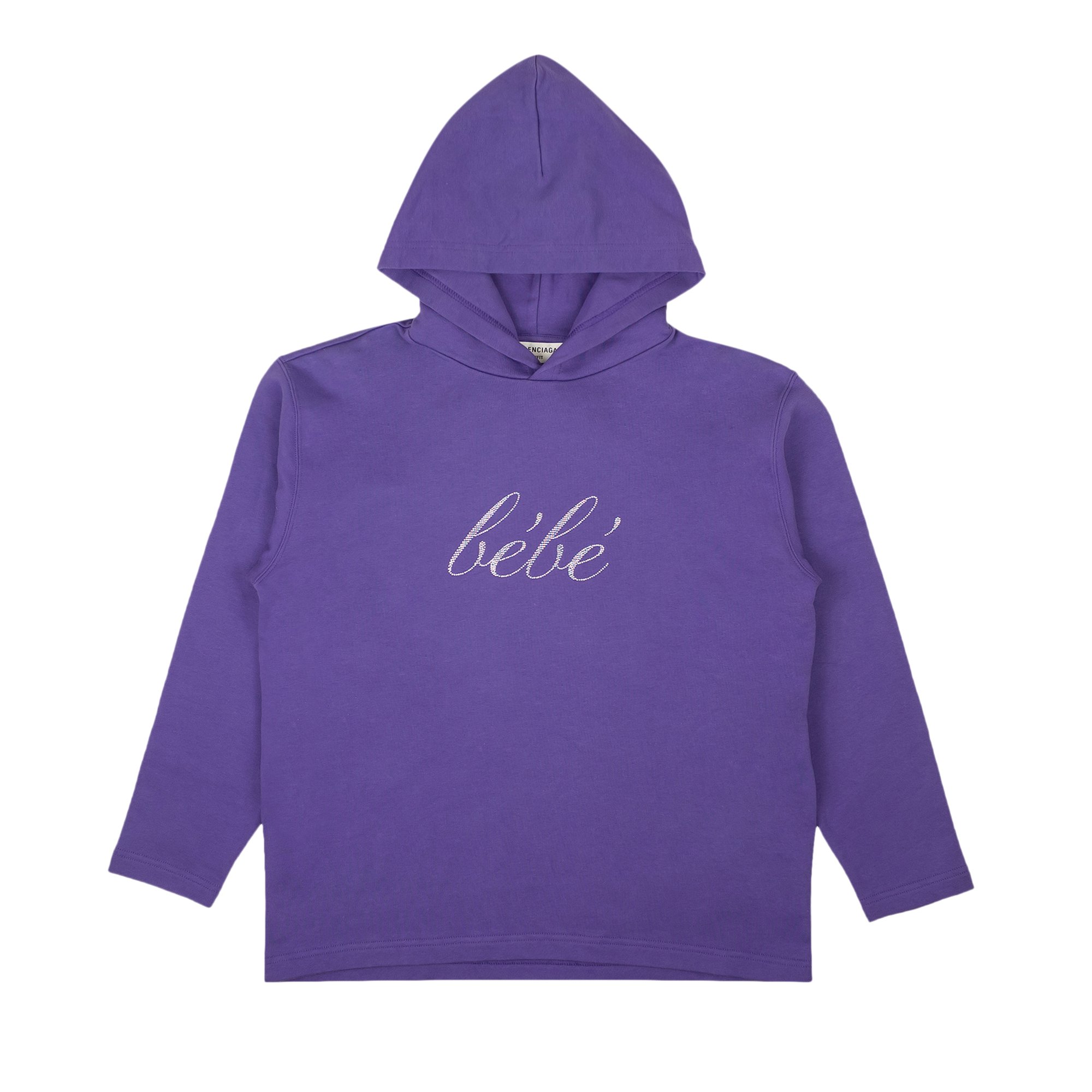 Buy Balenciaga Rhinestone Bebe Cropped Logo Hoodie 'Purple
