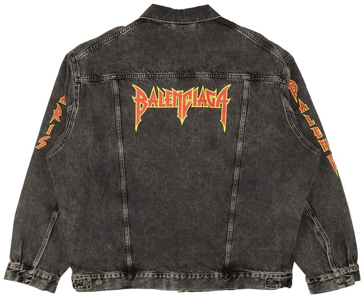 Balenciaga Washed Metal Oversized Denim Jacket Black
