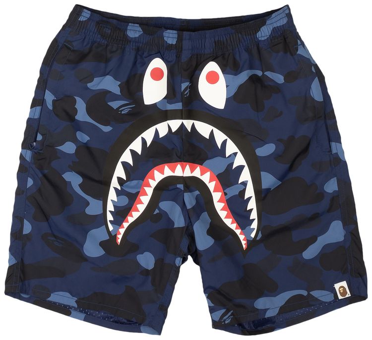 BAPE Camo Shark Beach Shorts Navy