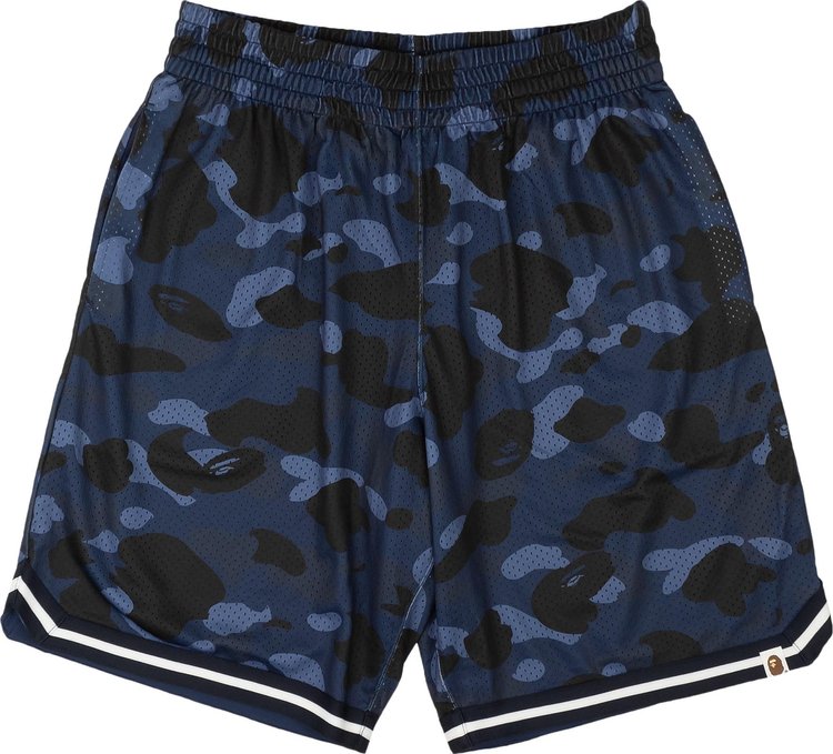 BAPE Navy Color Camo Wide Basketball Shorts