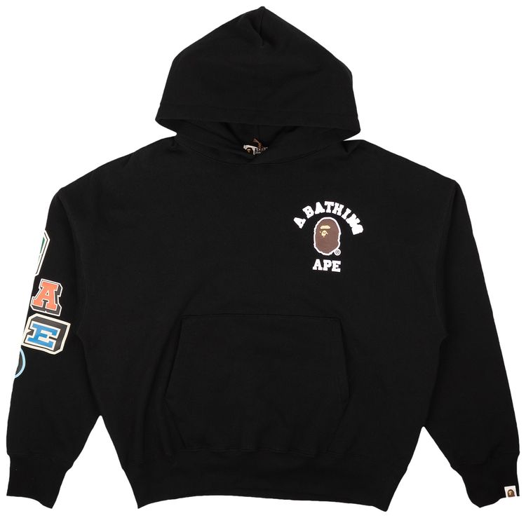 BAPE Multi Fonts Loose Fit Pullover Hoodie Black
