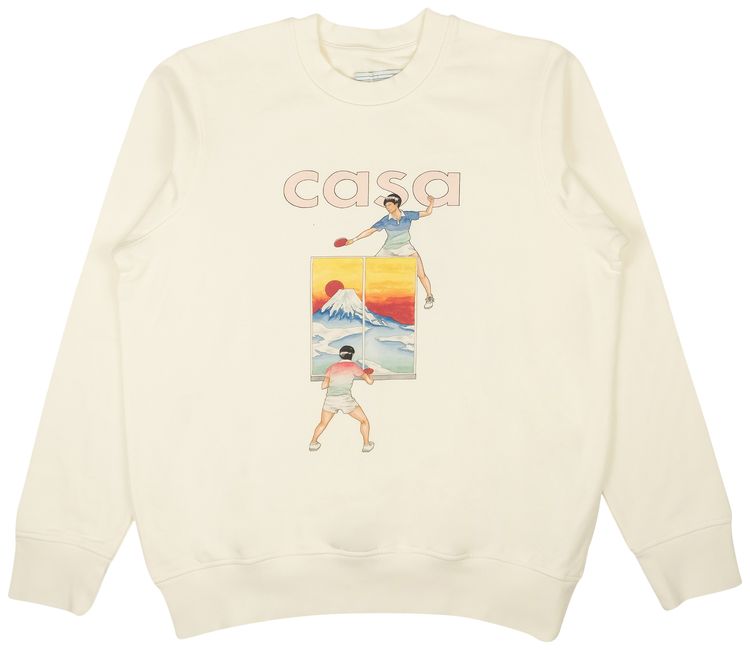 Casablanca Fuji Ping Pong Printed Sweatshirt Cream