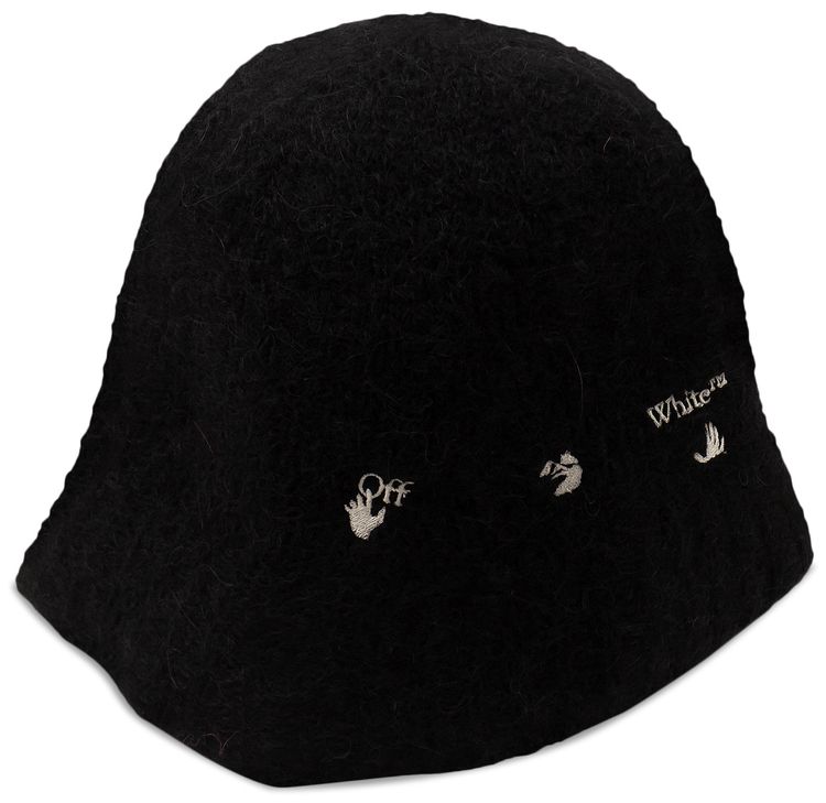 Off White Logo Mohair Bucket Hat Black