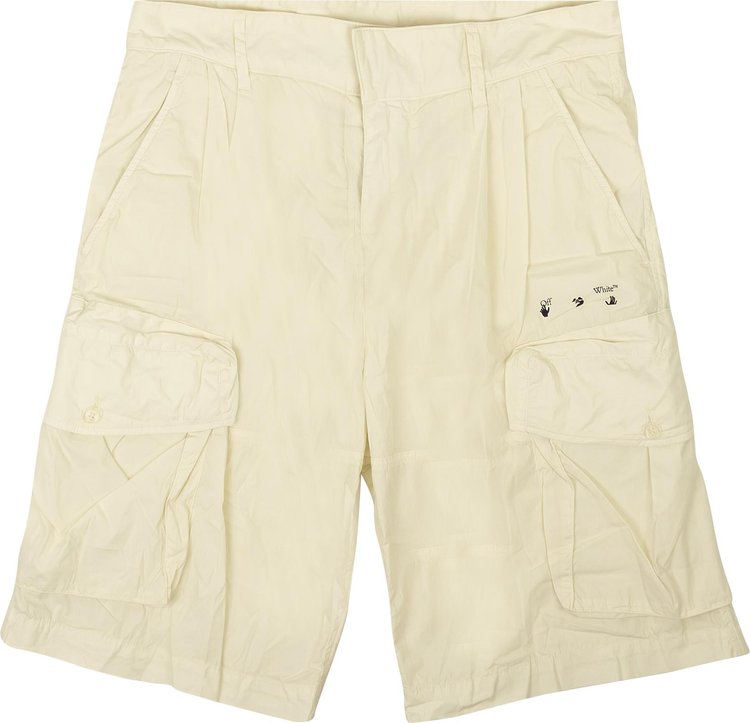 Off White Logo Utility Shorts White