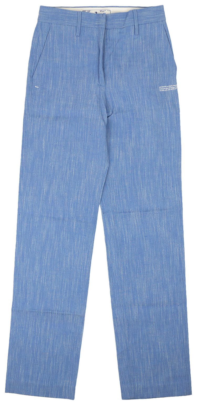 Off White Melange New Formal Pants Blue