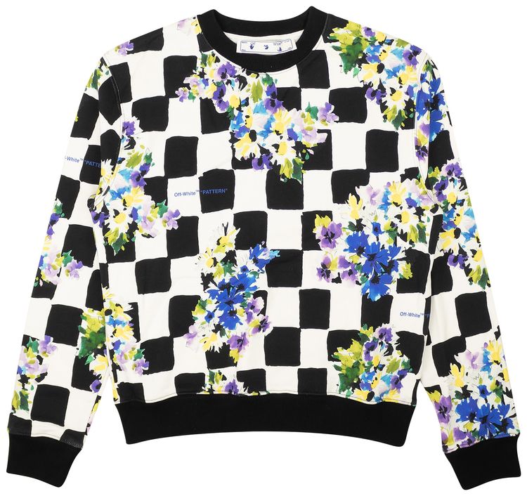 Off White Flowers Slim Crewneck Multicolor