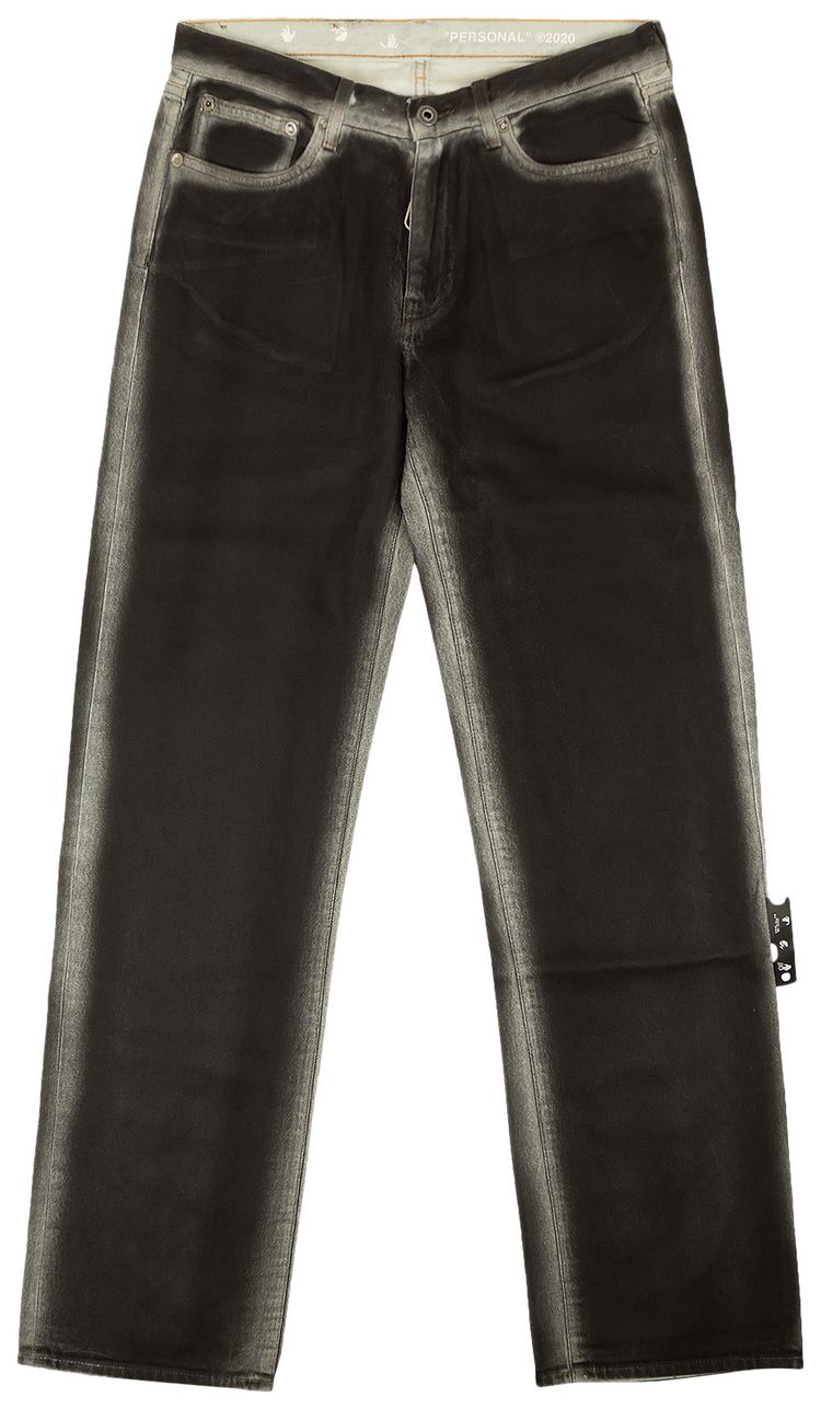 Off White Embroidered Diag Jeans Black