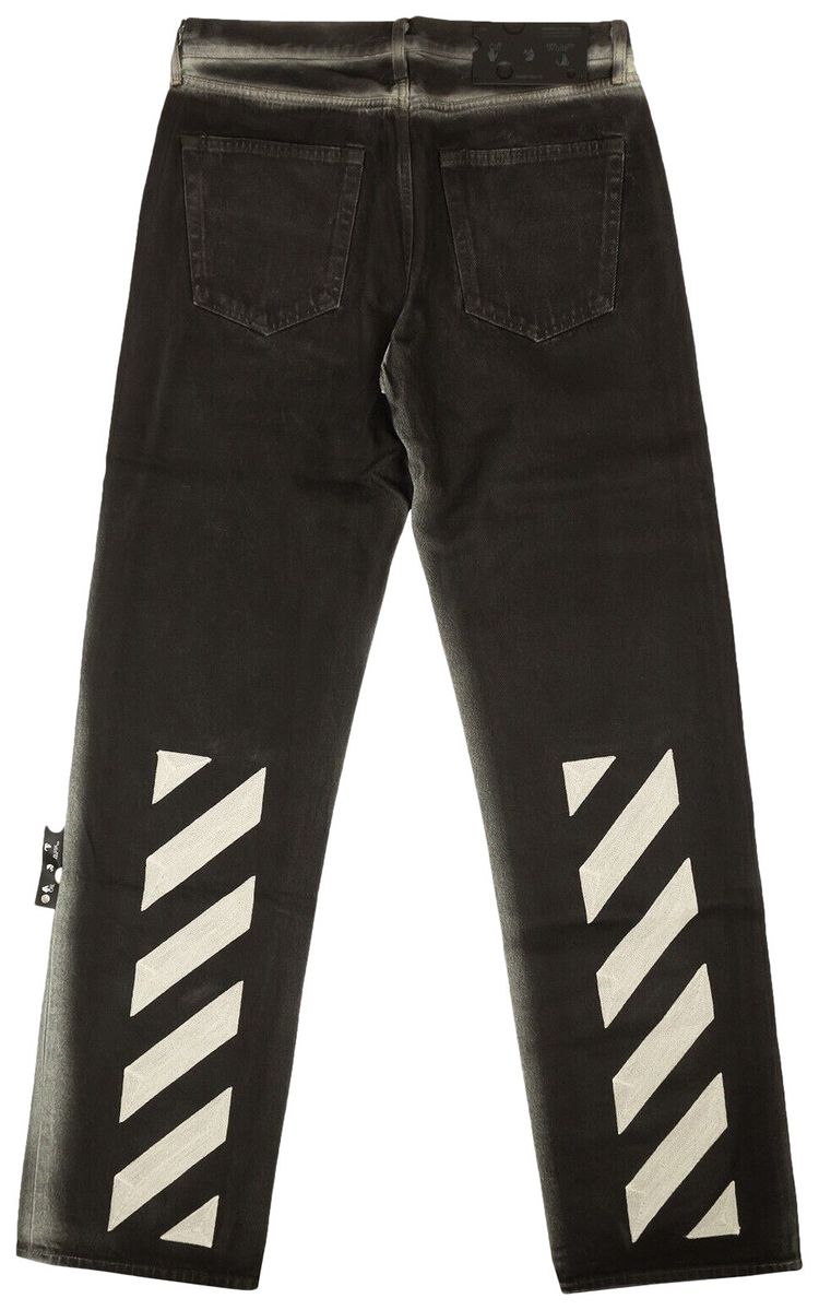 Off White Embroidered Diag Jeans Black