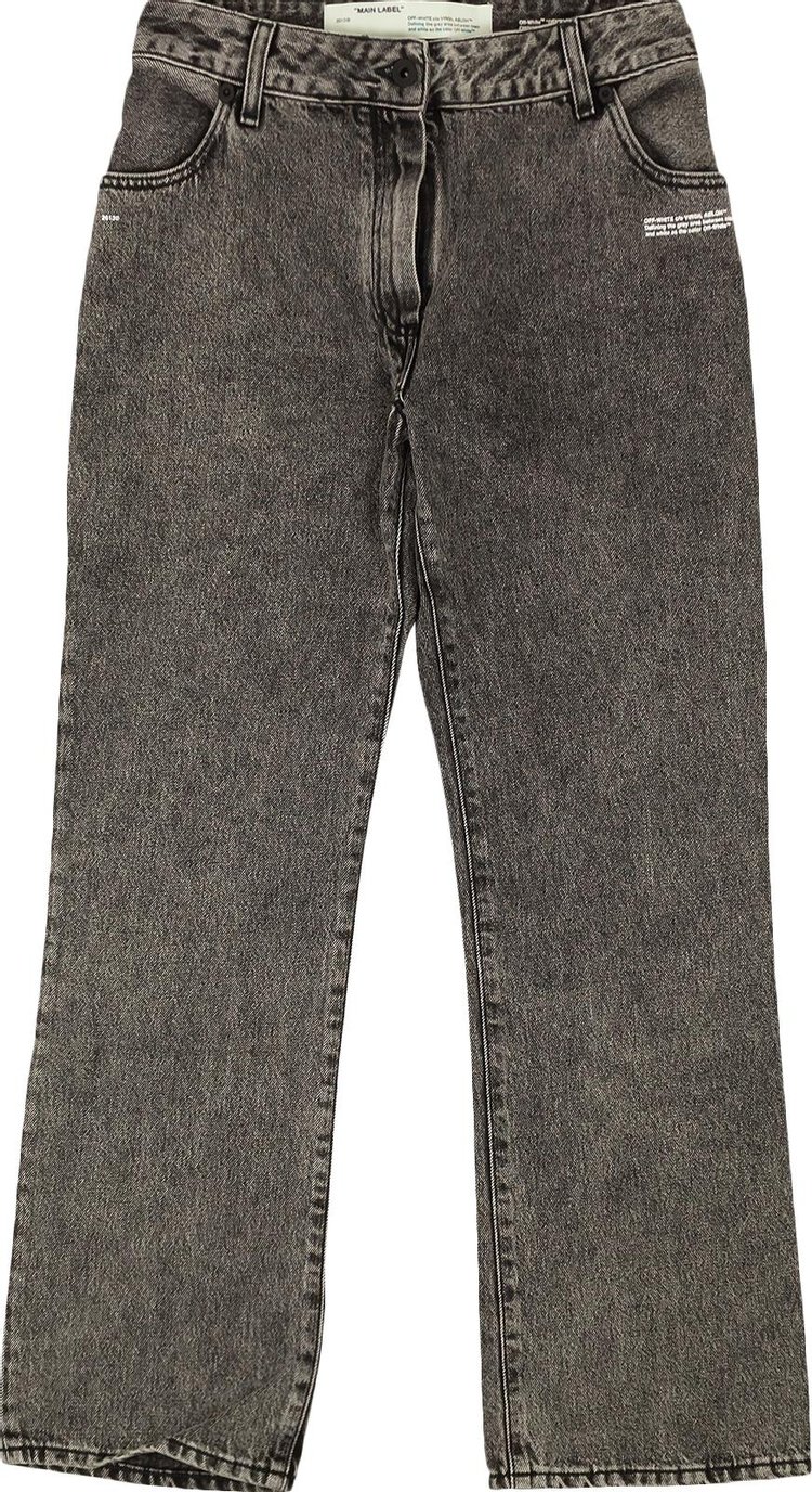 Off White Wash Cropped Leg Jeans Dark Grey