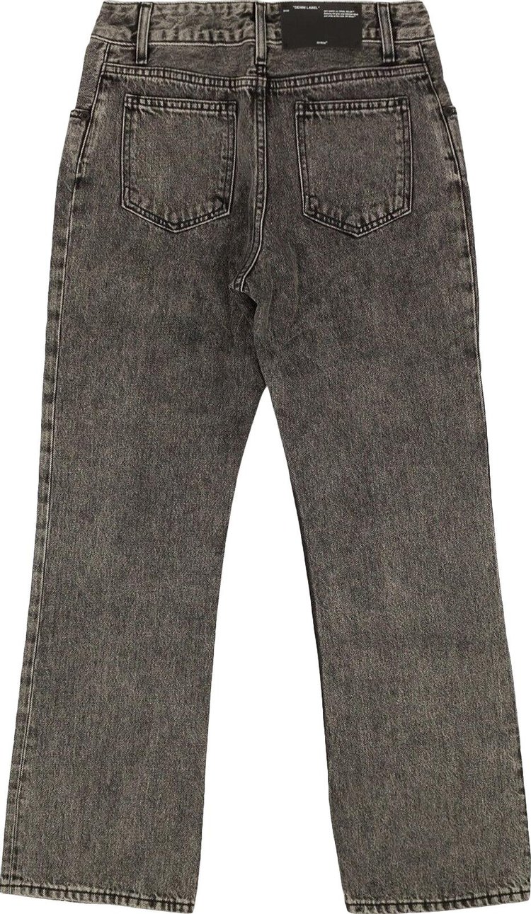 Off White Wash Cropped Leg Jeans Dark Grey