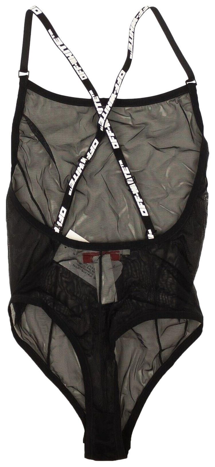 Off White Logo Strap Mesh Bodysuit Black
