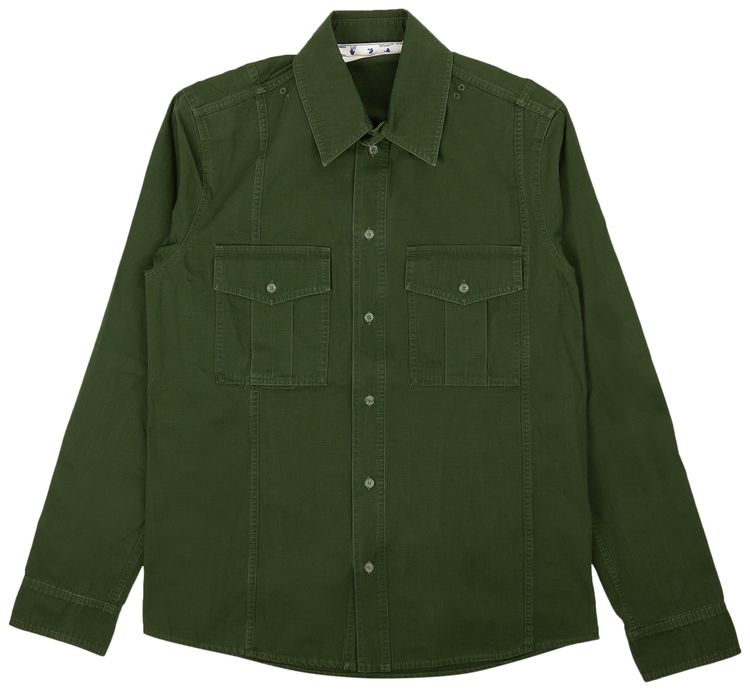 Off White Logo Work Shirt Green