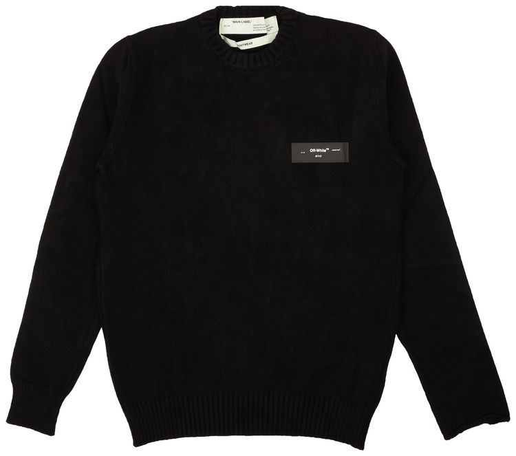 Off White Logo Knit Crewneck Sweater Black