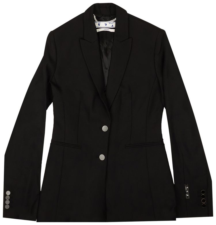Off White Embroiderd Logo Blazer Black