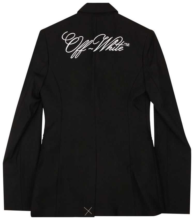 Off White Embroiderd Logo Blazer Black