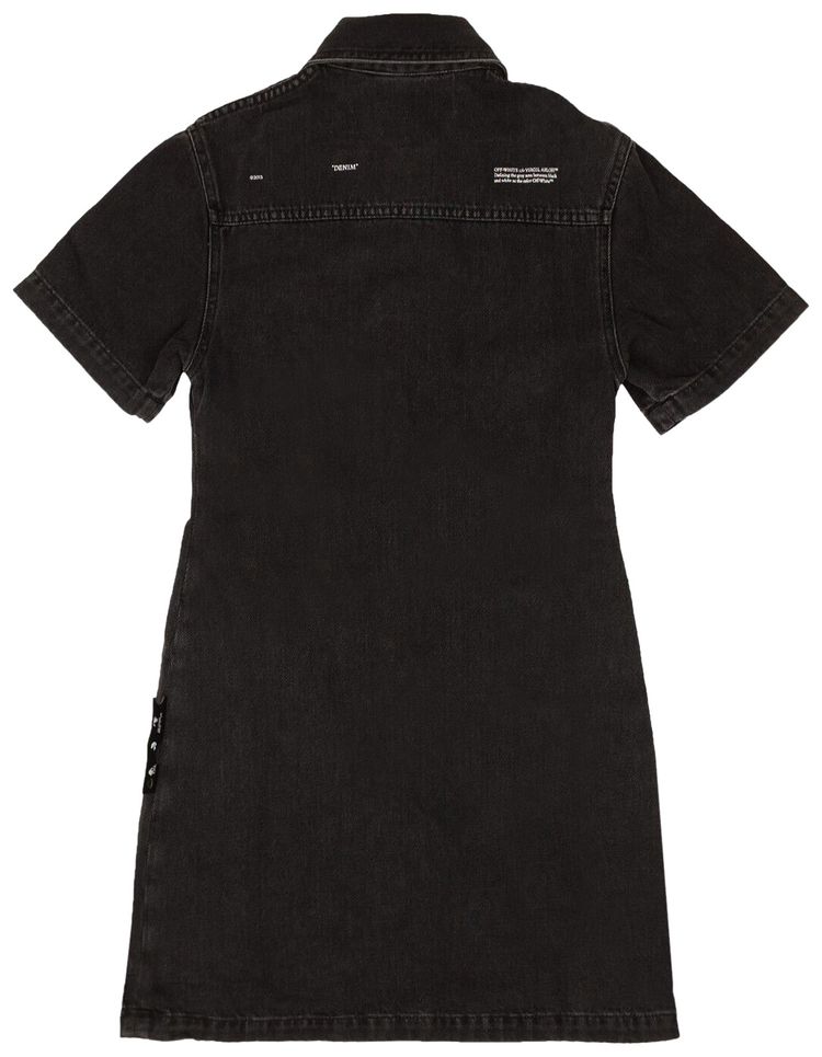 Off White Denim Polo Shirt Dress Dark Grey