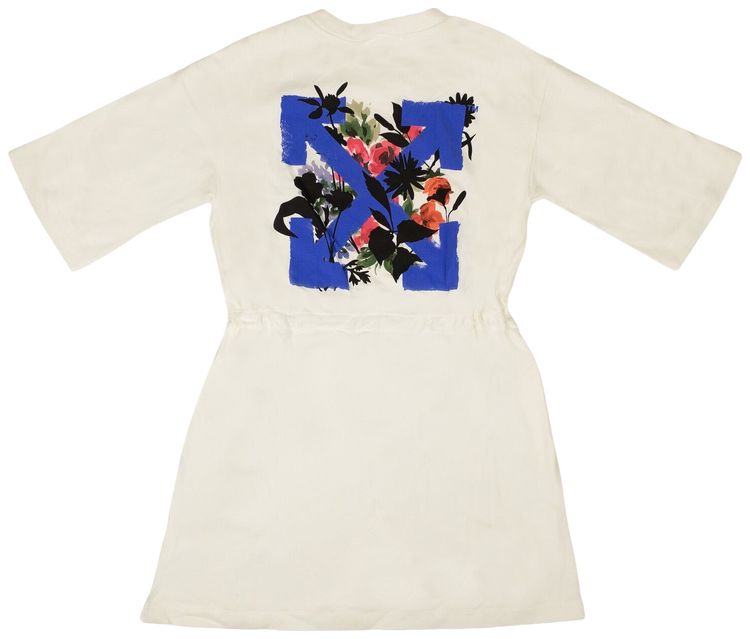 Off White Flower Arrow T Shirt Dress White