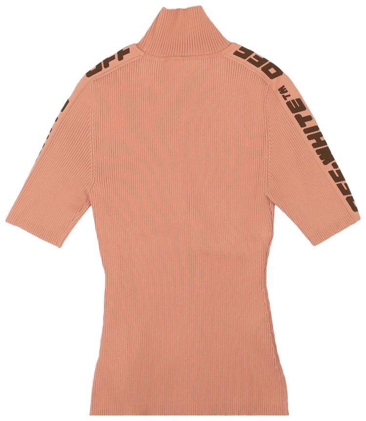 Off White Logo Band Mockneck T Shirt Nude